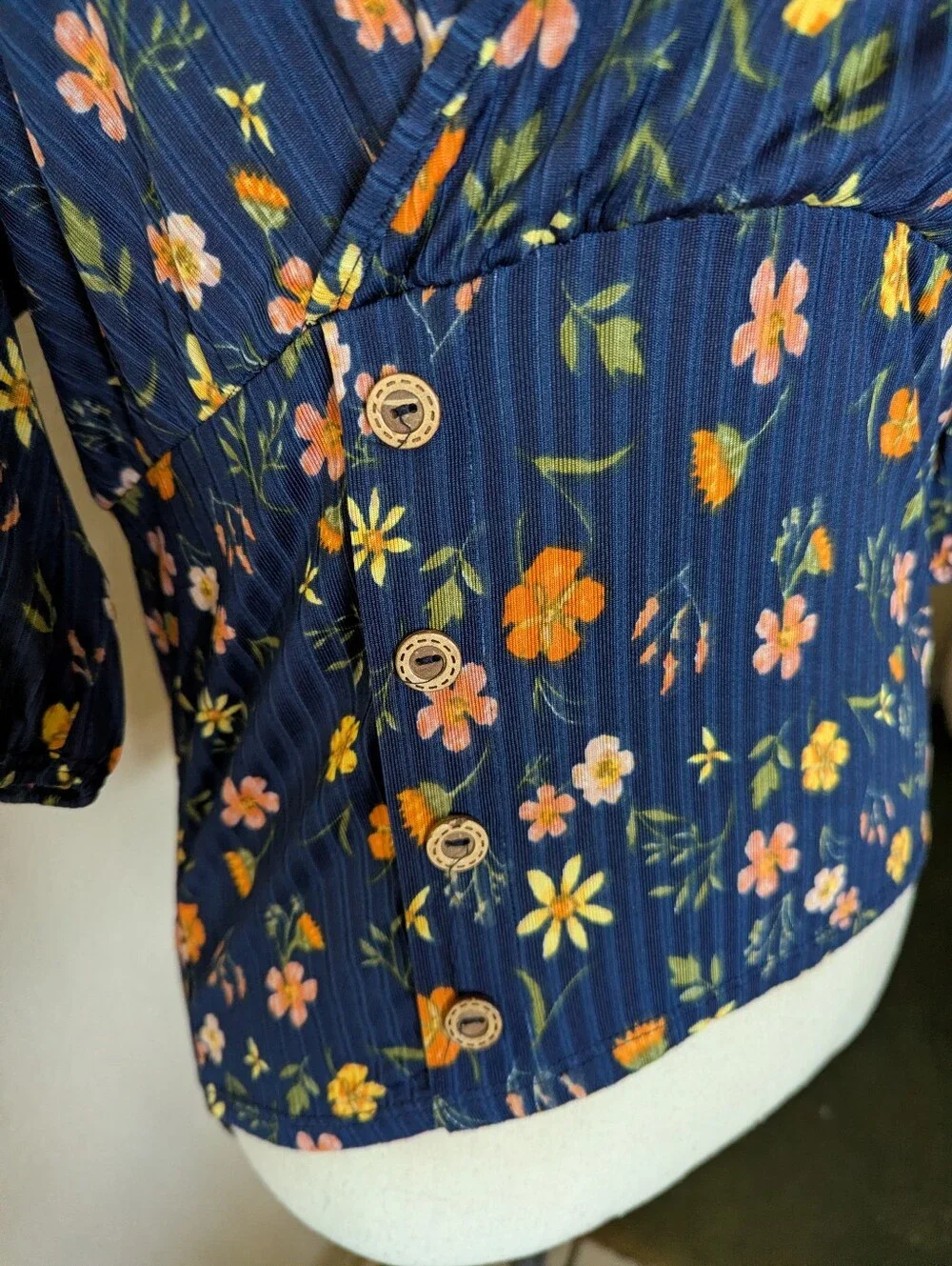 Espresso Women’s Navy Floral Wrap-Style Top